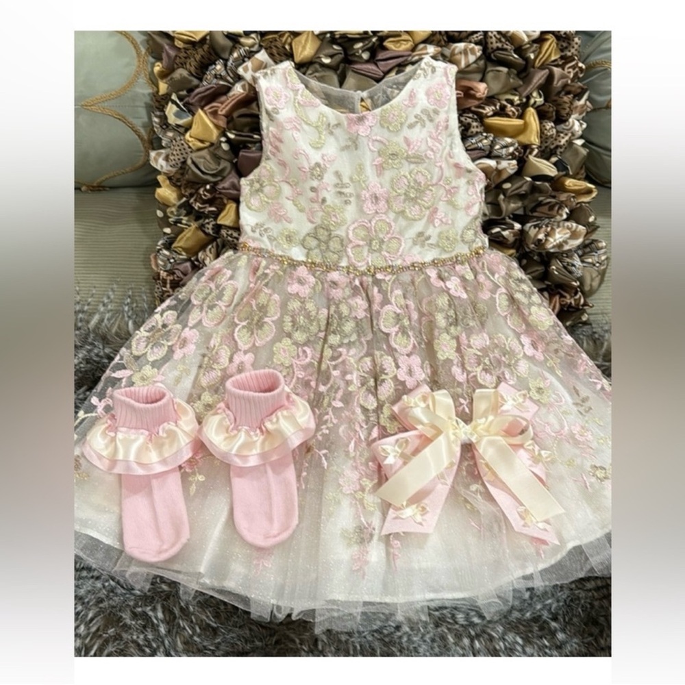 Rare Editions kids dress size 2T & socks and bow price is firm